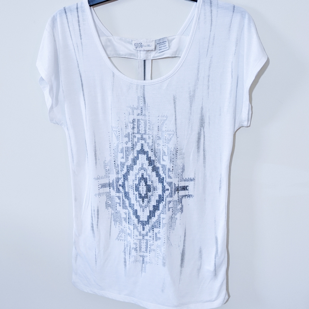 Miss Me Small Zipper back Aztec print shirt